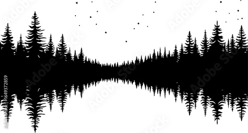 "Forest Landscape in Fish Silhouettes – Double Exposure Nature Art Set" vector graphics