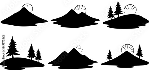 "Forest Landscape in Fish Silhouettes – Double Exposure Nature Art Set" vector graphics