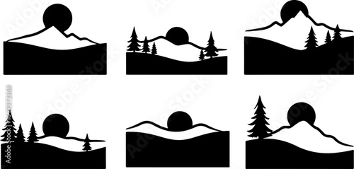 "Forest Landscape in Fish Silhouettes – Double Exposure Nature Art Set" vector graphics