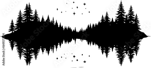 "Forest Landscape in Fish Silhouettes – Double Exposure Nature Art Set" vector graphics