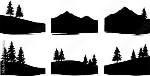 "Forest Landscape in Fish Silhouettes – Double Exposure Nature Art Set" vector graphics