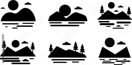 "Forest Landscape in Fish Silhouettes – Double Exposure Nature Art Set" vector graphics