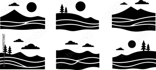 "Forest Landscape in Fish Silhouettes – Double Exposure Nature Art Set" bundle  graphics