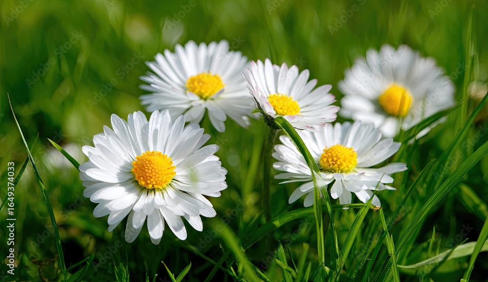 Fototapeta premium Close-up of daisies in a grassy field