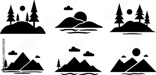 "Forest Landscape in Fish Silhouettes – Double Exposure Nature Art Set" bundle  graphics