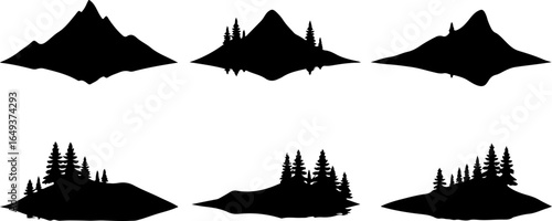 "Forest Landscape in Fish Silhouettes – Double Exposure Nature Art Set" bundle  graphics