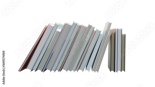 Photo of leaning stack of books isolated on transparent background