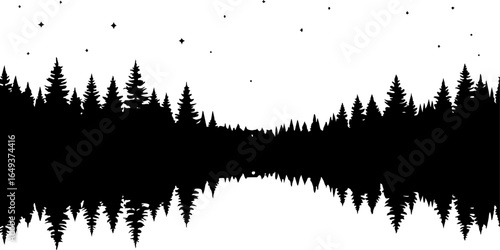 "Forest Landscape in Fish Silhouettes – Double Exposure Nature Art Set" bundle  graphics