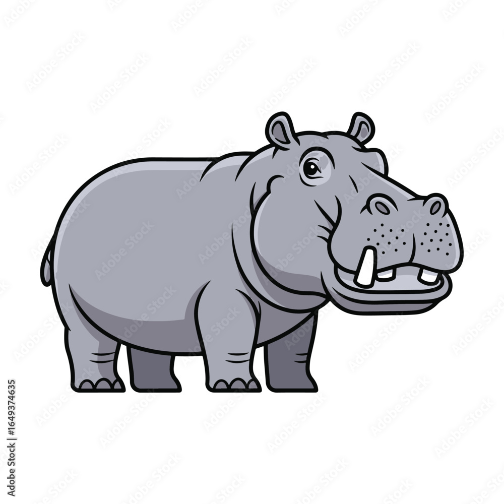 Fototapeta premium Hippo cartoon character isolated on a white background