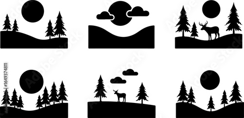 "Forest Landscape in Fish Silhouettes – Double Exposure Nature Art Set" bundle  graphics