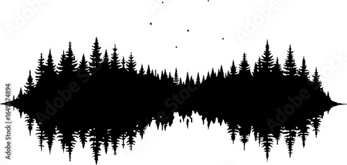 "Forest Landscape in Fish Silhouettes – Double Exposure Nature Art Set" bundle  graphics