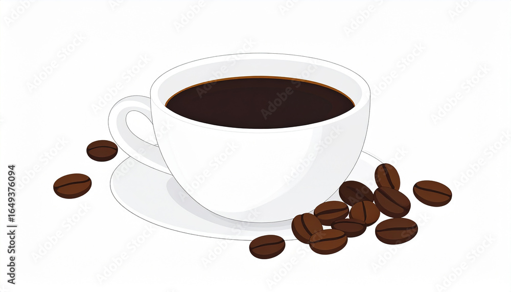 Obraz premium Black coffee and coffee beans