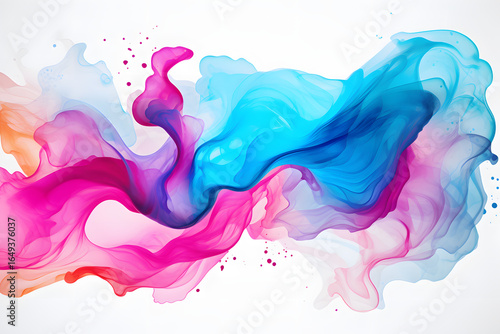 Vibrant swirling watercolor paint explosion on white background
