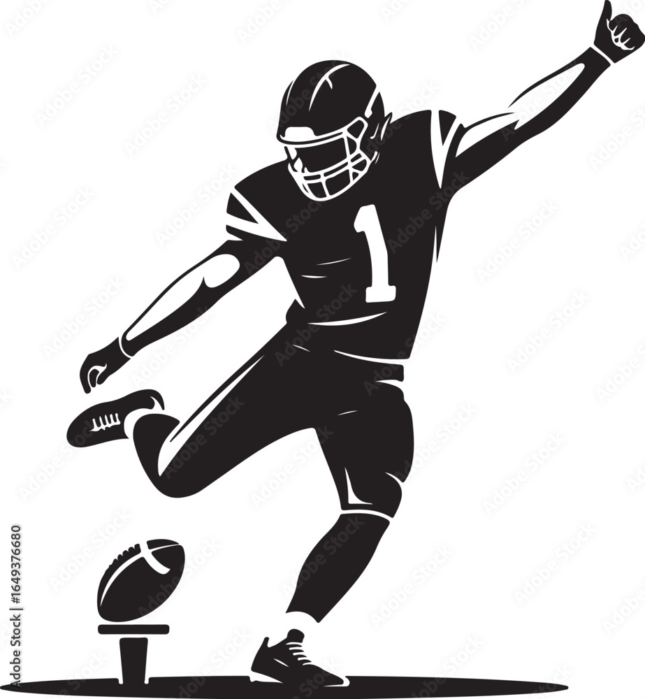 Obraz premium Football player kicking field goal, celebrating a winning play