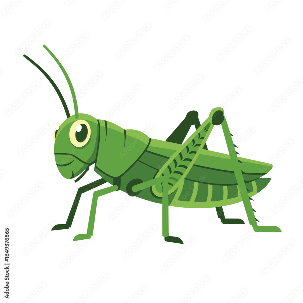 Fototapeta premium Grasshopper cartoon character isolated on a white background