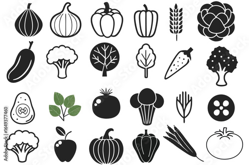 Vegetables icon set