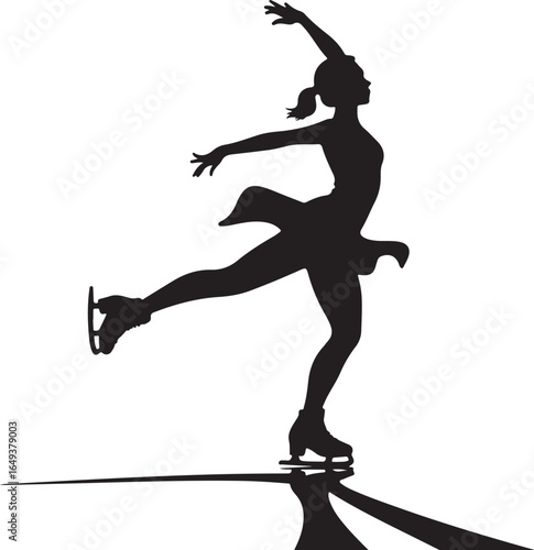 Elegant figure skater silhouette in graceful dynamic performance