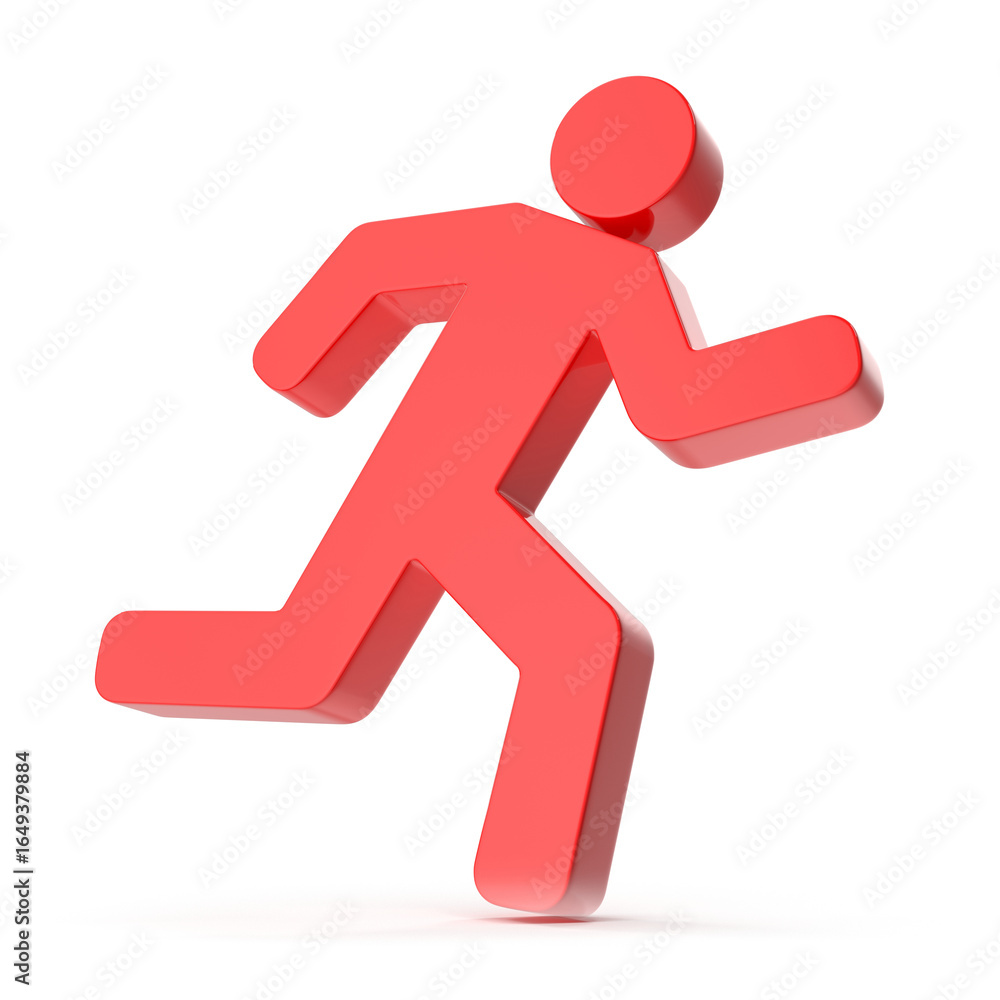 Running Man Icon Red Silhouette in Motion Running Man Icon Red Silhouette in Motion
