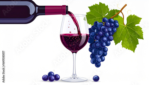Glass being filled with wine drops