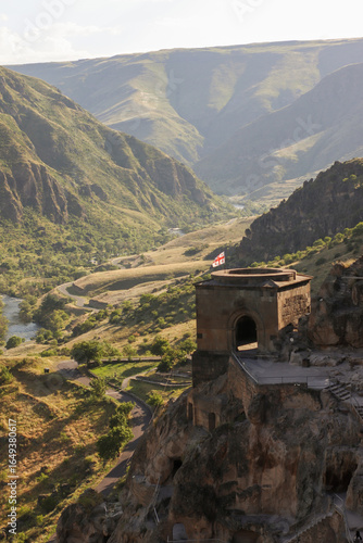 View of the Kura River and valley from the cave city of Vardzia, Georgia