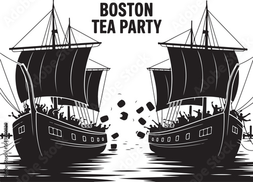 Boston Tea Party illustration of a historic protest event