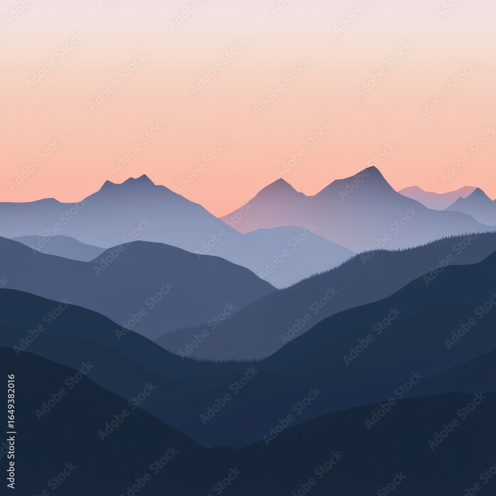 Obraz premium illustration of mountain range silhouette on gradient background crisp edges natural beauty balanced composition