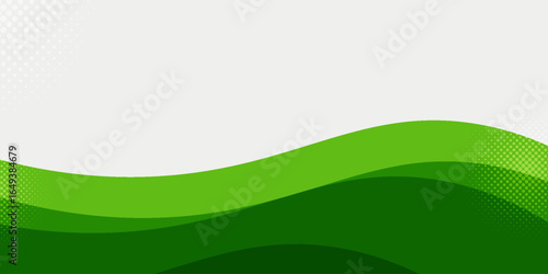 Green Wave Abstract Background with Gradient and Halftone Effect