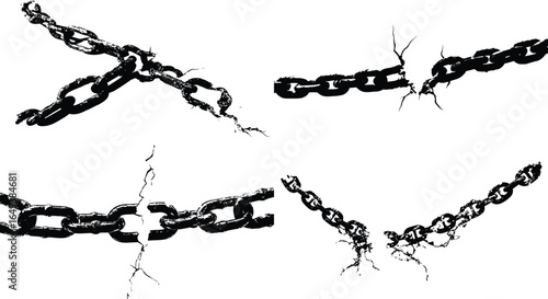 Broken chains, freedom, liberation concept VECTOR