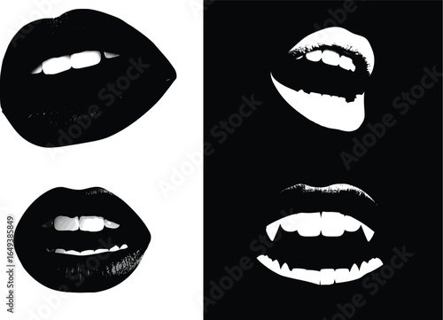Lips, Teeth Expressions on a Split Concept VECTOR