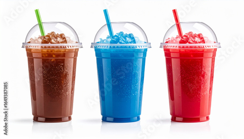three frozen slushy on white backgrond