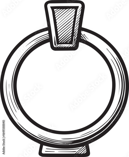 tattoo design of Egyptian shen ring in black and white comic style