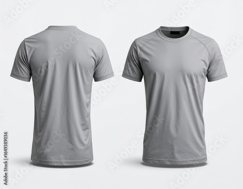 Wallpaper Mural Blank grey men's short sleeve t-shirt template shown from front and back view for design mockup Torontodigital.ca