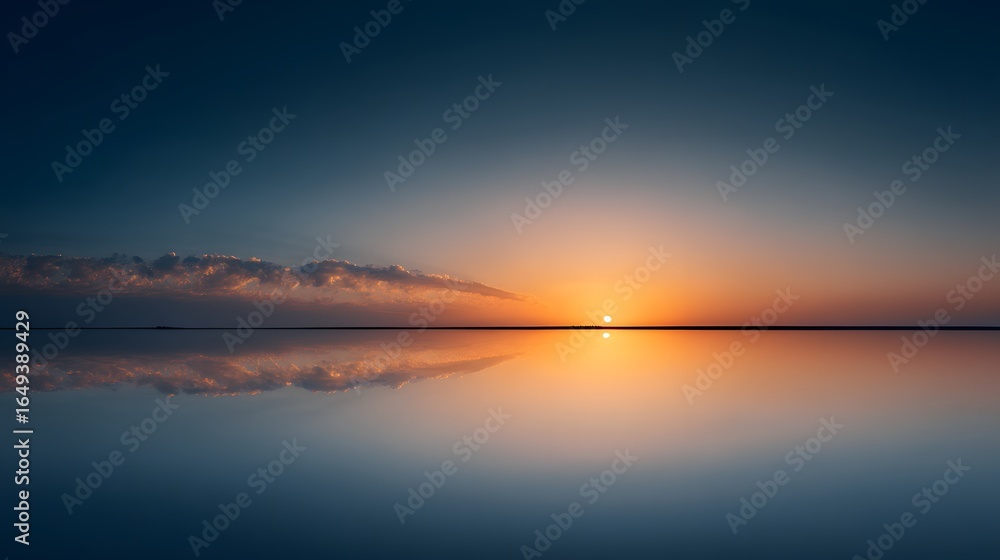 Fototapeta premium Between cloud layers: tranquil sunrise corridor with a soft amber glow below