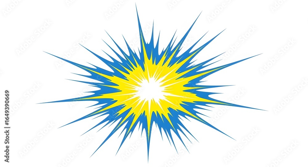 Fototapeta premium Vibrant Blue and Yellow Starburst Explosion: Dynamic Abstract Graphic Design Element