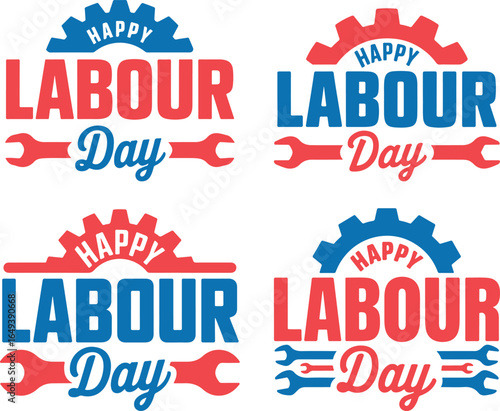 Happy Labour Day Typography Design with Tools Icons