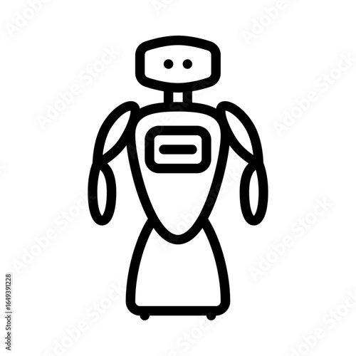 robot assistant outline icon. service robot black line illustration.