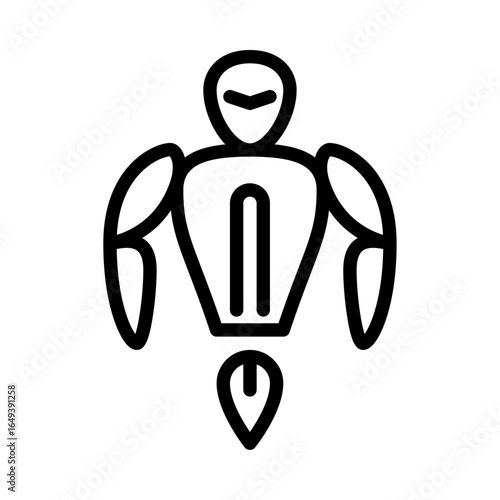 flying robot outline icon. futuristic robot black line illustration.