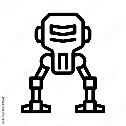 robot walker outline icon. walking robot black line illustration.