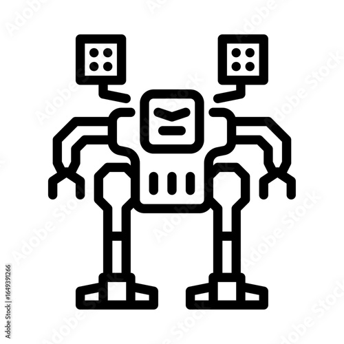 robot monster outline icon. mechanical monster black line illustration.