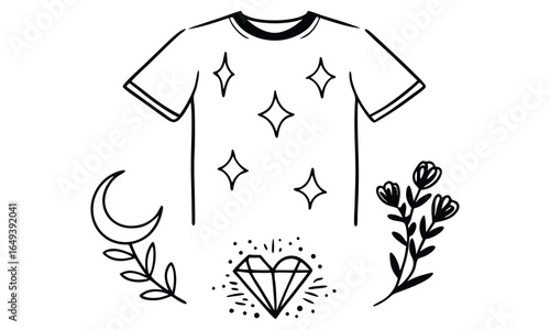 T-shirt designs geometric, floral and abstract style.