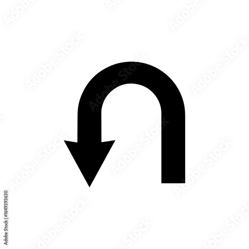 Traffic u turn arrow icon vector flat design on white background. U turn sign icon. U turn square arrow.
