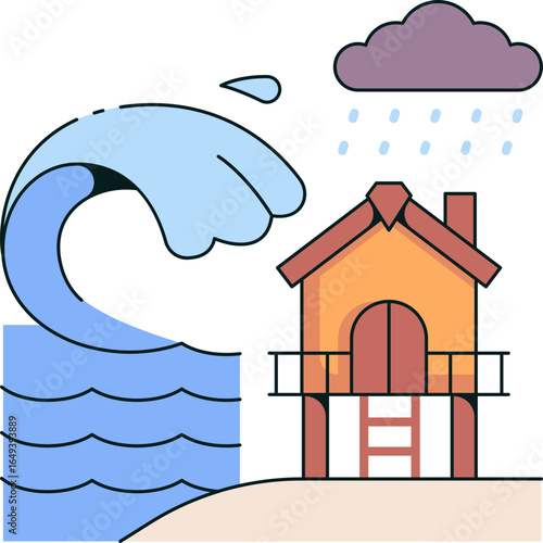 Tsunami Icon Illustrations