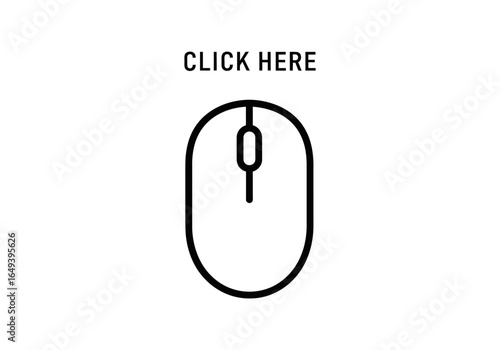 Click here mouse isolated on white background
