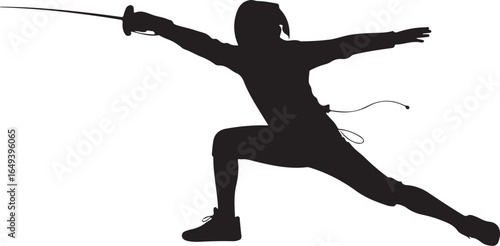 Dynamic fencer attacks with precision and speed silhouette