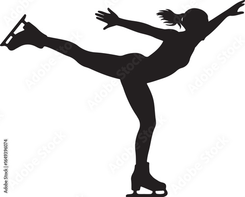 Graceful skater performing a dynamic figure skating pose