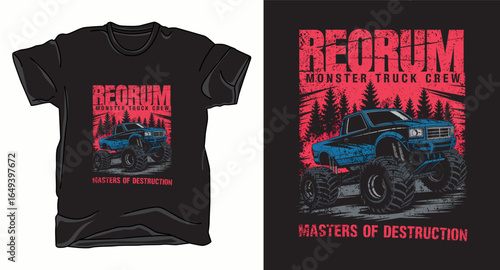 Monster truck vector graphic art t-shirt design print