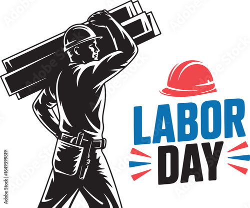 Labor Day Construction Worker Vector Illustration