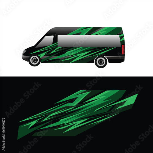 Modern vector sticker design for van body wrap. Car stickers with aggressive racing style.