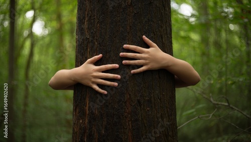Child Hugging Tree - Nature Connection and Environmental Awareness