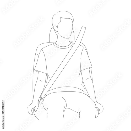 Line Art Illustration of a Person Wearing a Seatbelt